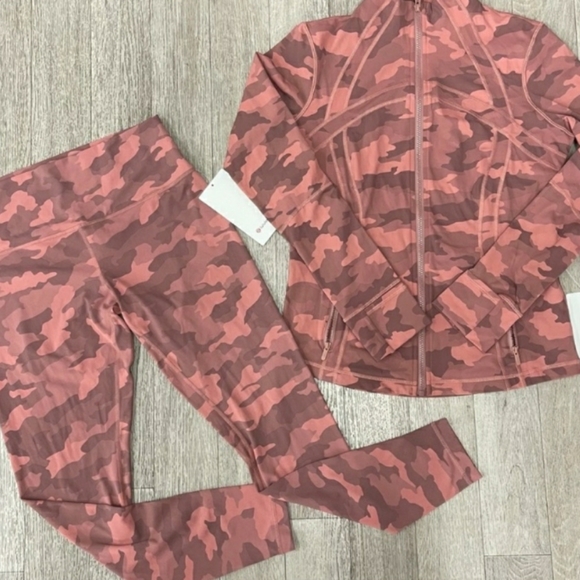 Lululemon SET 2Pc Jacket+Leggings  Size 12 Camo Rose Pink barbie barbiecore - Picture 2 of 5